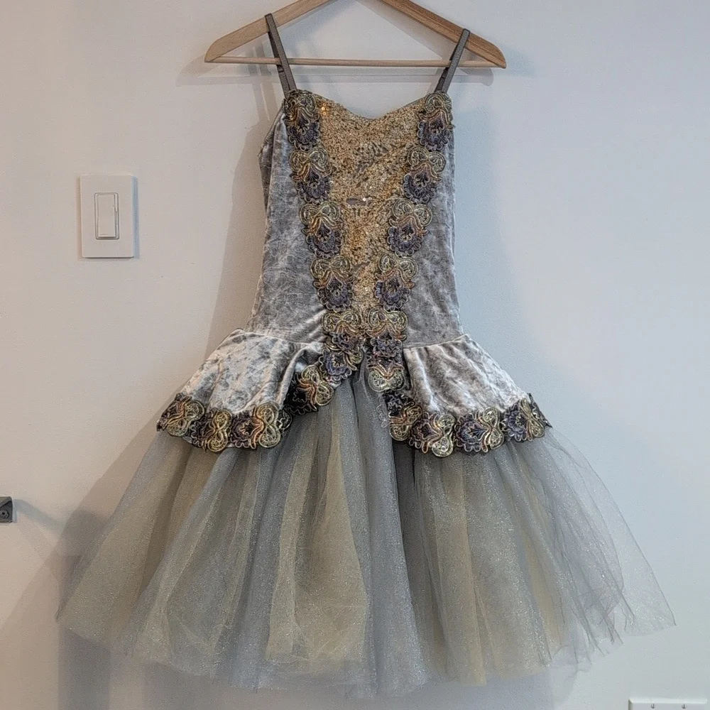 Revolution Velvet Silver and Gold Dance Costume Tutu Size Women's M - Picture 3 of 12